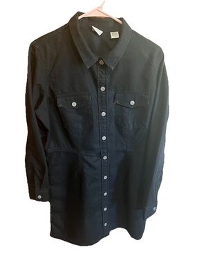 Levi’s Ellie Black Denim Snap-Front Mini Dress Women’s XL NWOT